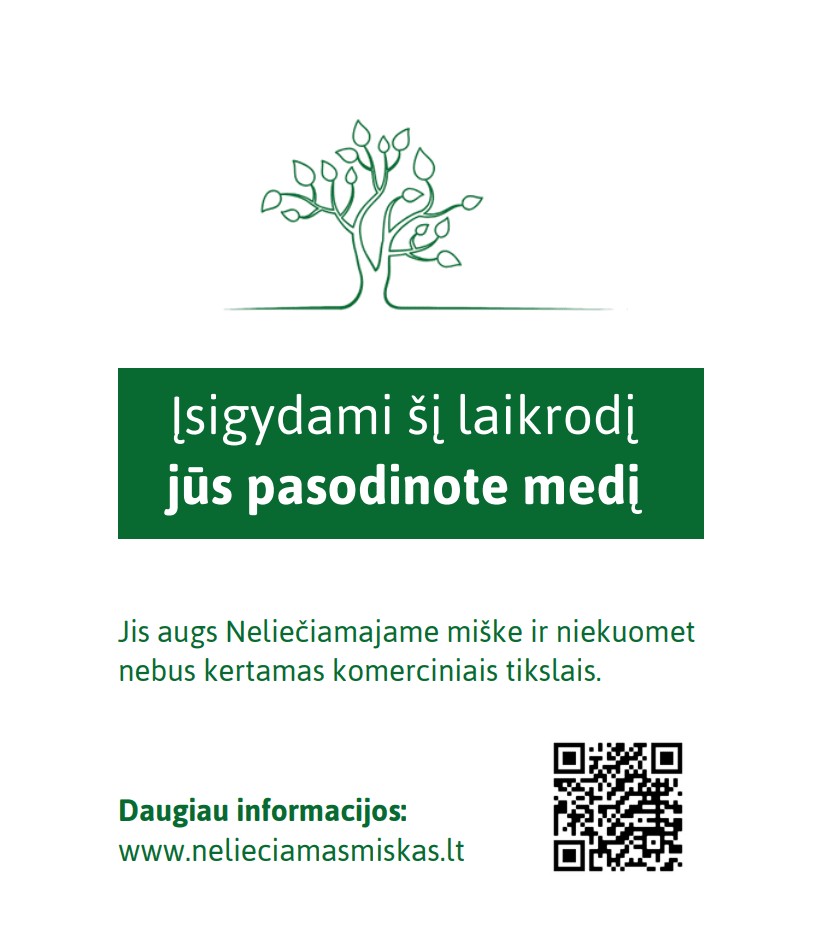 Kortelė „Įsigydami šį laikrodį jūs pasodinote medį“